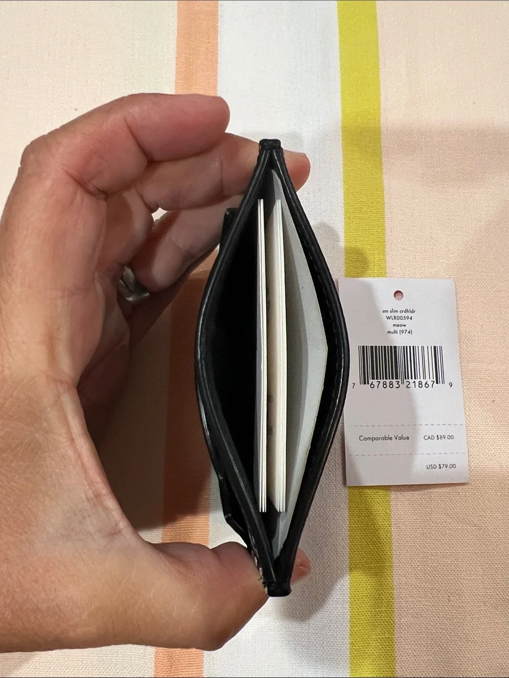 kate spade Black & White Leopard Accent Card Case